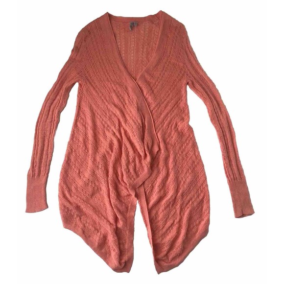 Caslon open front Waterfall Crochet Orange cardigan Small - Picture 9 of 11